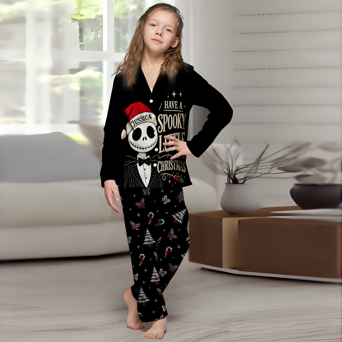 Have A Spooky Christmas - Personalized Nightmare Button Down Pajamas