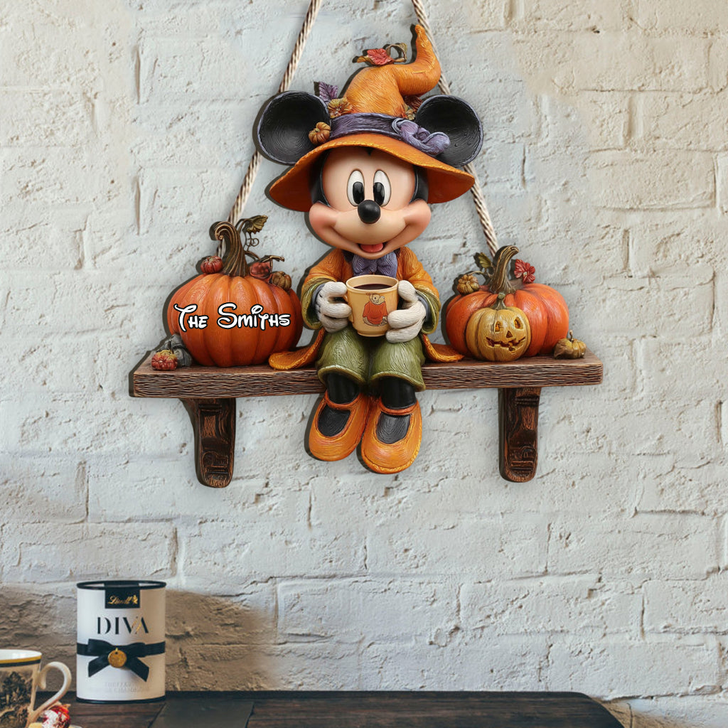 Hello Fall - Personalized Mouse Custom Shaped Wood Sign