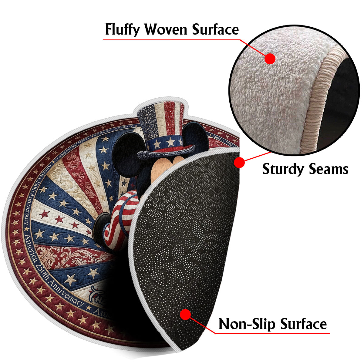 America 250th Anniversary - Personalized Mouse Non-Slip Tufted Rug