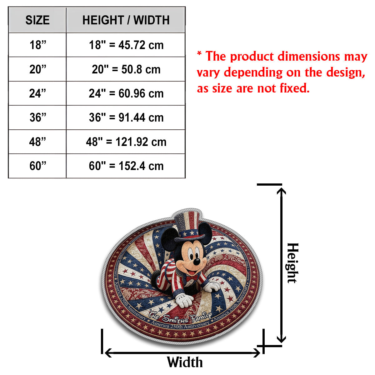 America 250th Anniversary - Personalized Mouse Non-Slip Tufted Rug