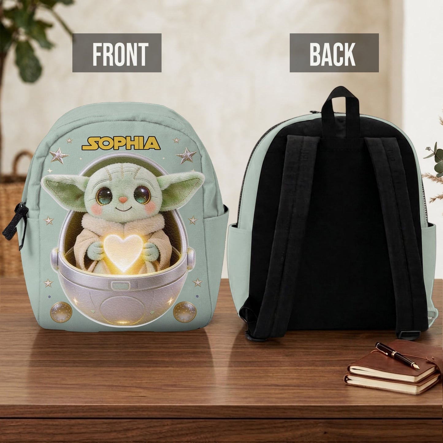 Baby In The Pod - Personalized The Force Changeable Leather Patch Backpack