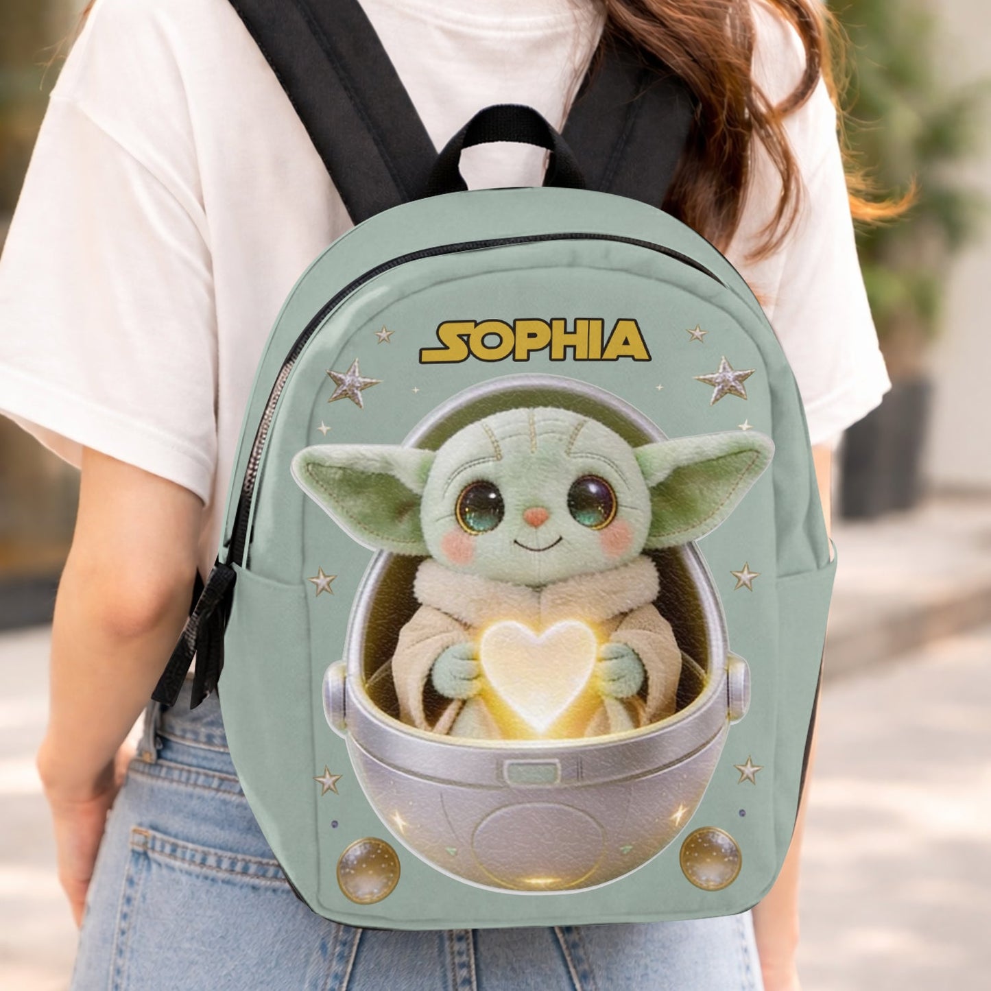 Baby In The Pod - Personalized The Force Changeable Leather Patch Backpack