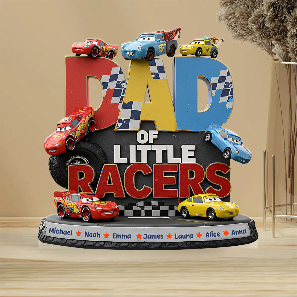 Dad Of Little Racers - Personalized Mouse Custom Shaped Acrylic Plaque