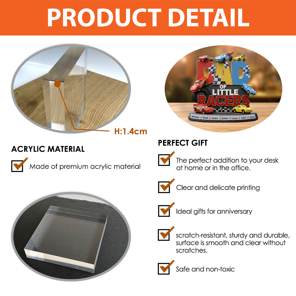 Dad Of Little Racers - Personalized Mouse Custom Shaped Acrylic Plaque