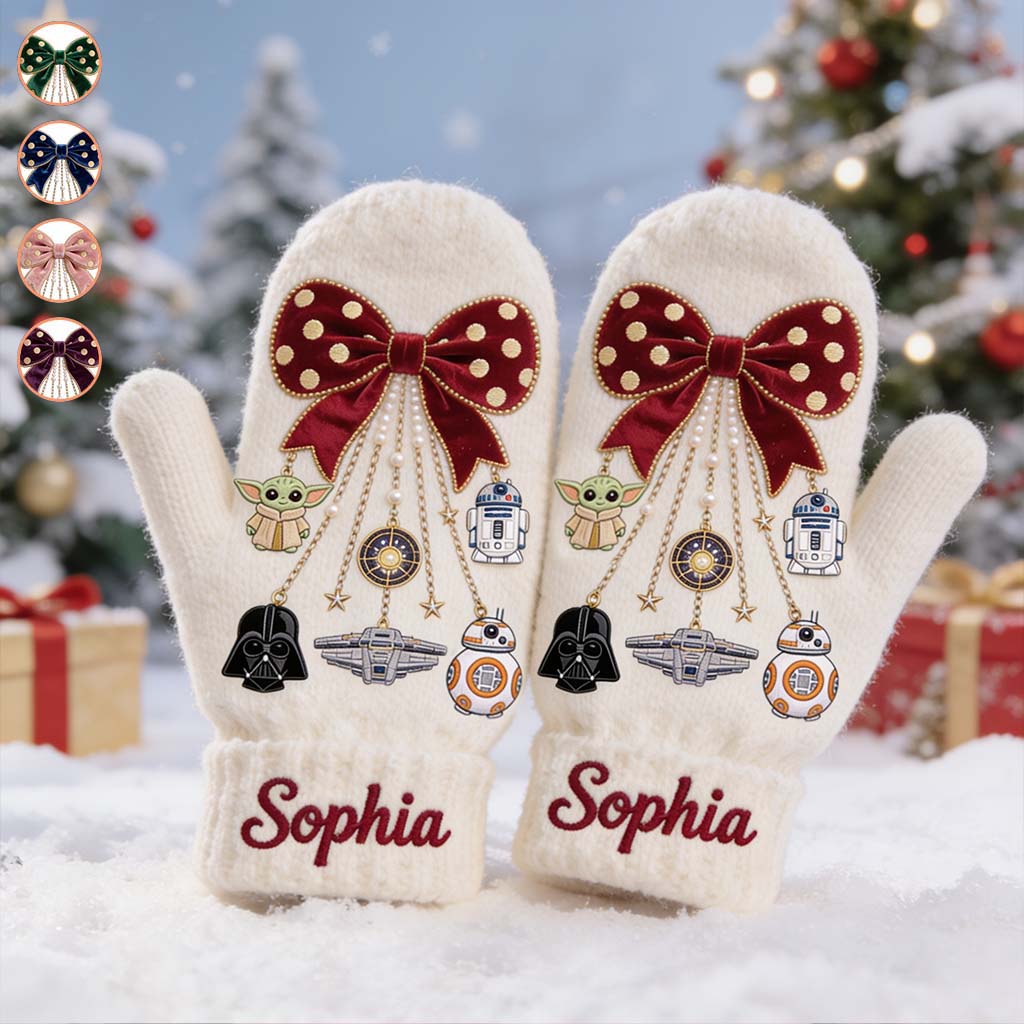 Merry Christmas - Personalized The Force Knitted Mittens
