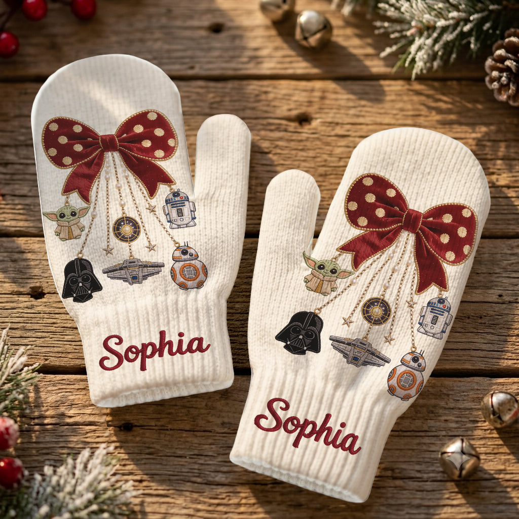 Merry Christmas - Personalized The Force Knitted Mittens
