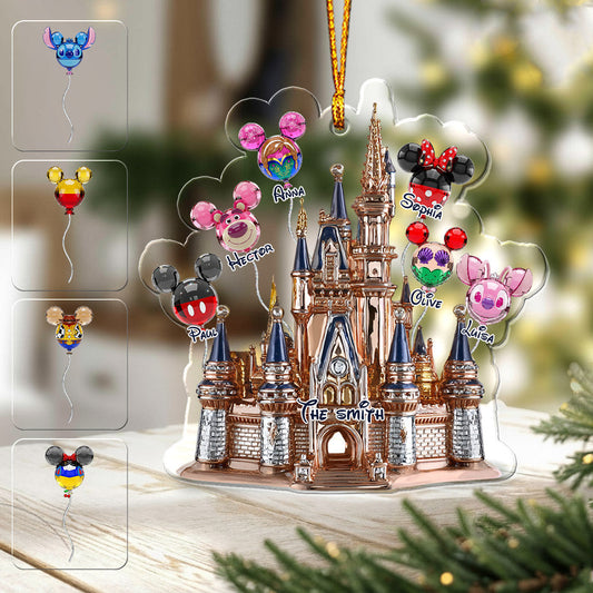 Magical Family Balloon Castle - Personalized Mouse Ornament