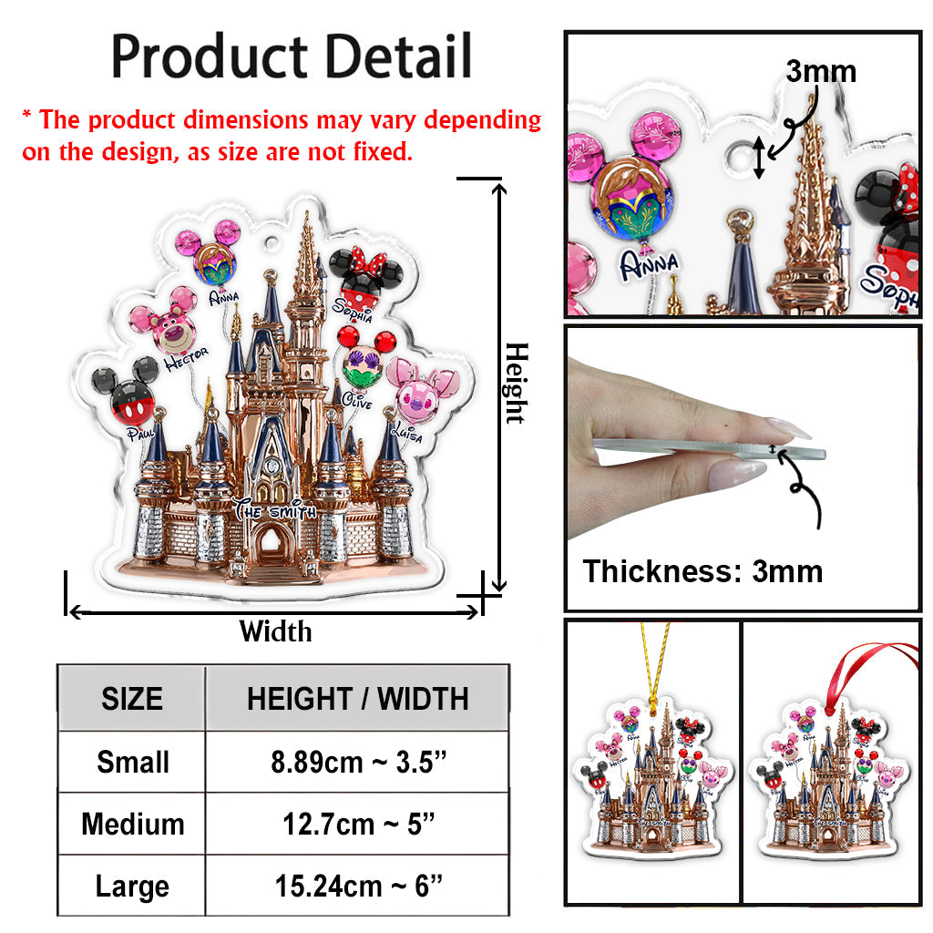 Magical Family Balloon Castle - Personalized Mouse Ornament