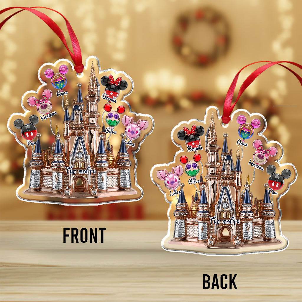 Magical Family Balloon Castle - Personalized Mouse Ornament