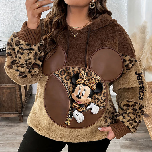 Magic Leopard Print Color - Personalized Mouse Fleece Hoodie