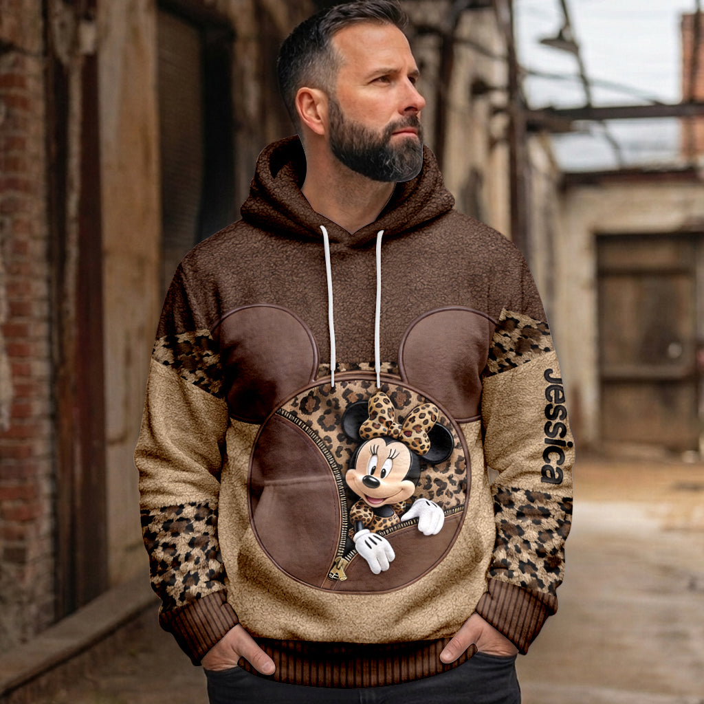 Magic Leopard Print Color - Personalized Mouse Fleece Hoodie