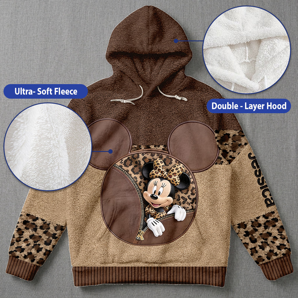 Magic Leopard Print Color - Personalized Mouse Fleece Hoodie