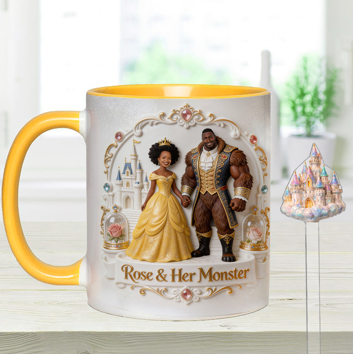 Beaty & The Beast - Personalized Beauty And The Beast Set Accent Mug with Acrylic Stirrers