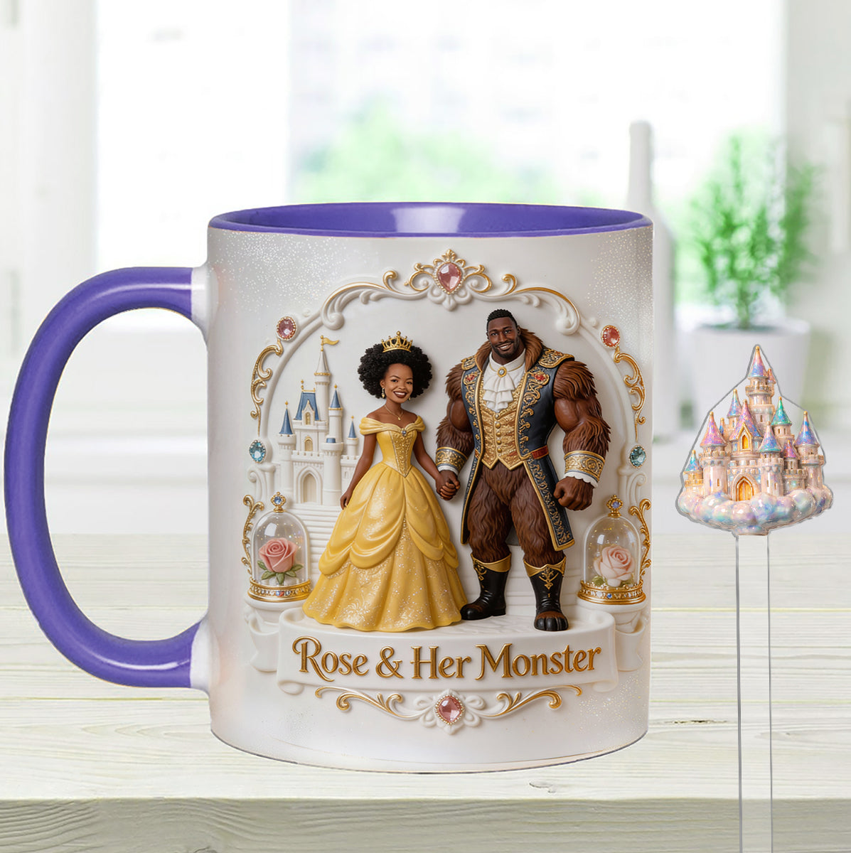Beaty & The Beast - Personalized Beauty And The Beast Set Accent Mug with Acrylic Stirrers
