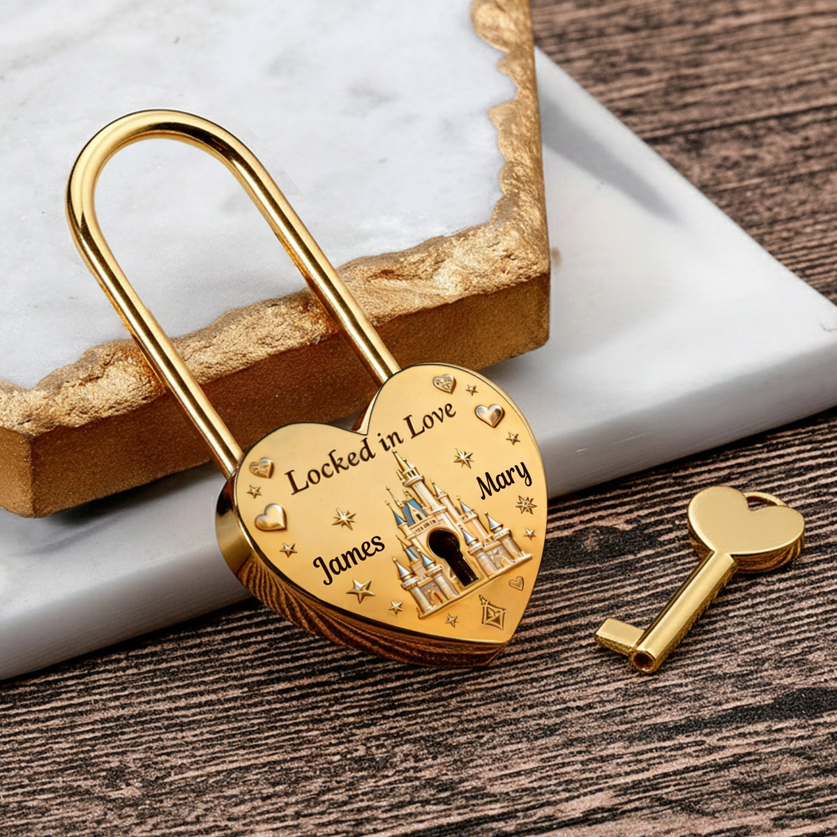 Locked In Magical Love - Personalized Mouse Heart Padlock