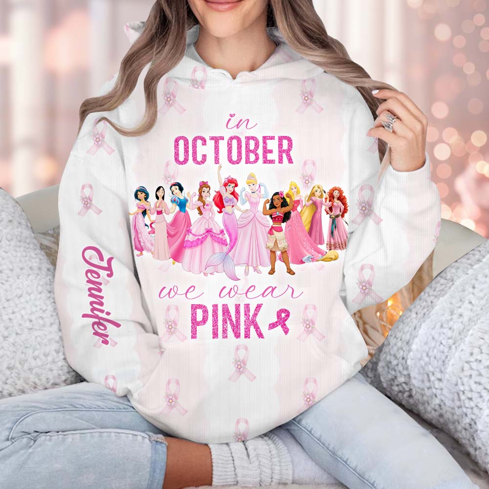 Movie Princess In October We Wear Pink - Personalized Breast Cancer Awareness All Over Shirt