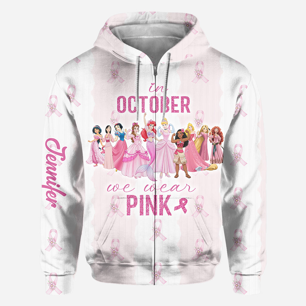 Movie Princess In October We Wear Pink - Personalized Breast Cancer Awareness All Over Shirt