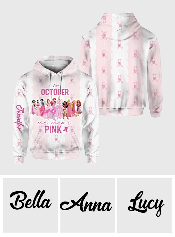 Movie Princess In October We Wear Pink - Personalized Breast Cancer Awareness All Over Shirt