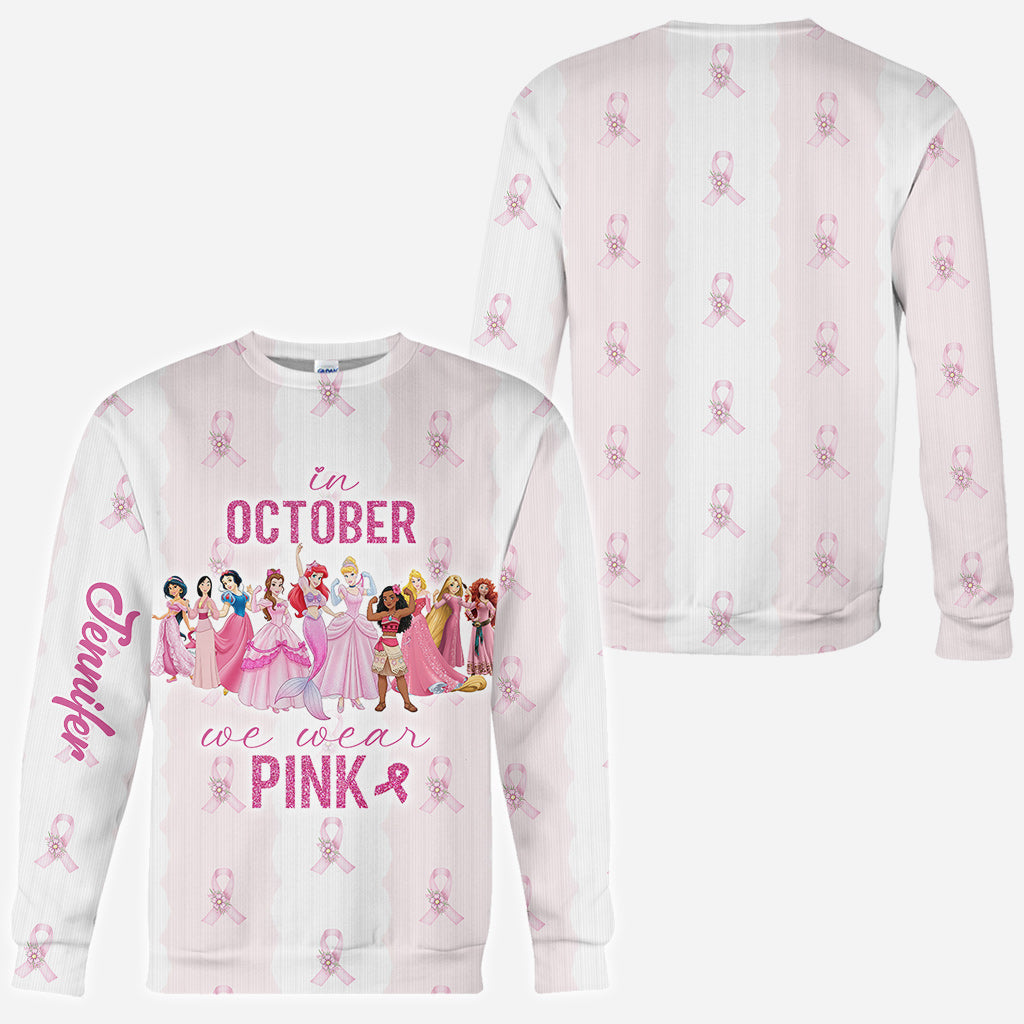 Movie Princess In October We Wear Pink - Personalized Breast Cancer Awareness All Over Shirt