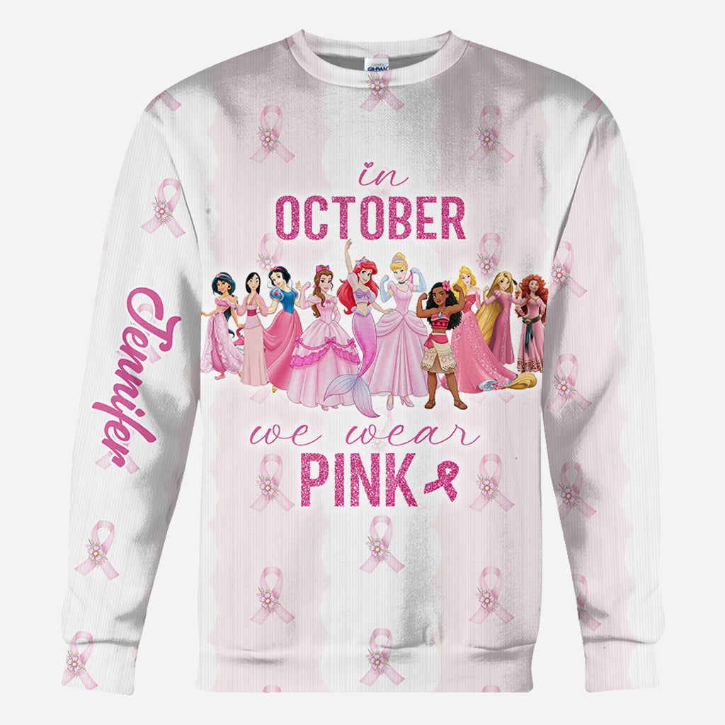 Movie Princess In October We Wear Pink - Personalized Breast Cancer Awareness All Over Shirt