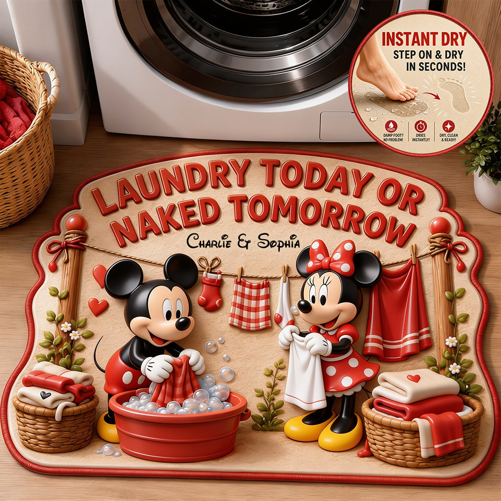 Cartoon Mouse Fan Gift, Laundry Today Or Naked Tomorrow - Personalized Mouse Drying Mat