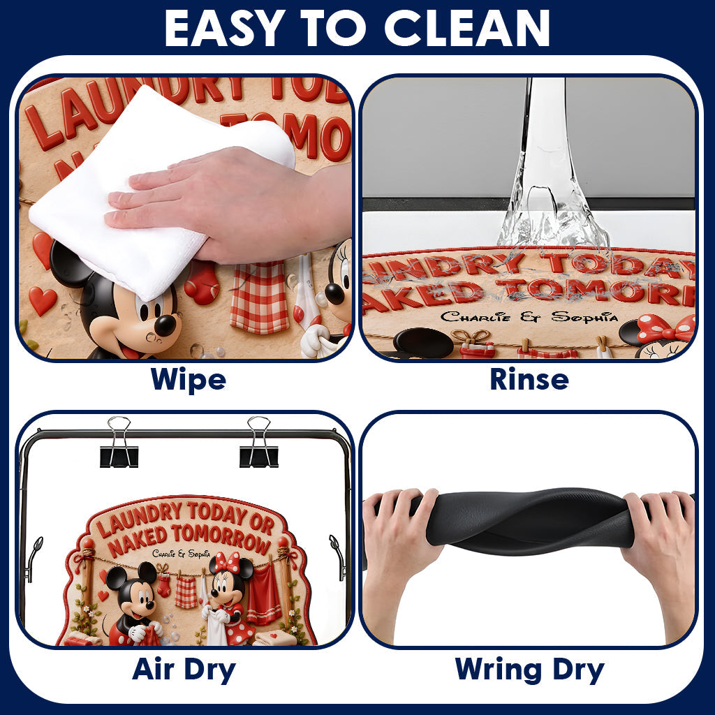 Cartoon Mouse Fan Gift, Laundry Today Or Naked Tomorrow - Personalized Mouse Drying Mat