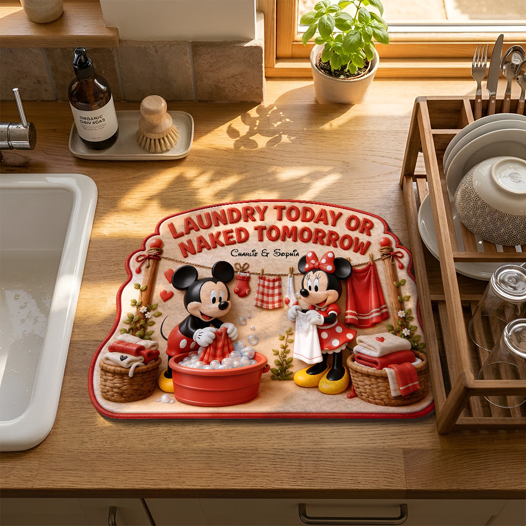 Cartoon Mouse Fan Gift, Laundry Today Or Naked Tomorrow - Personalized Mouse Drying Mat