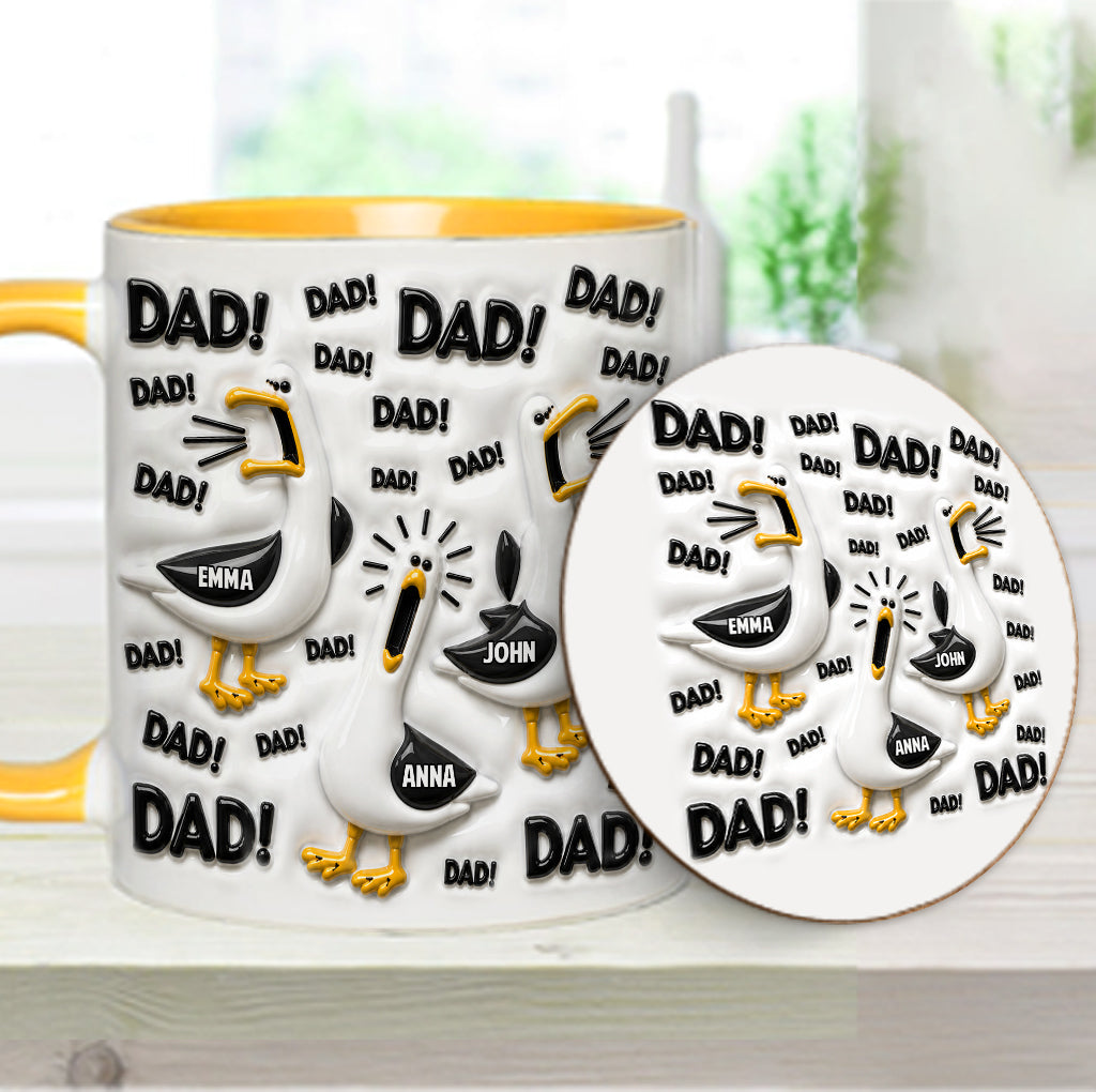 Funny Seagull Gift For Dad - Personalized Father Accent Mug & Coaster