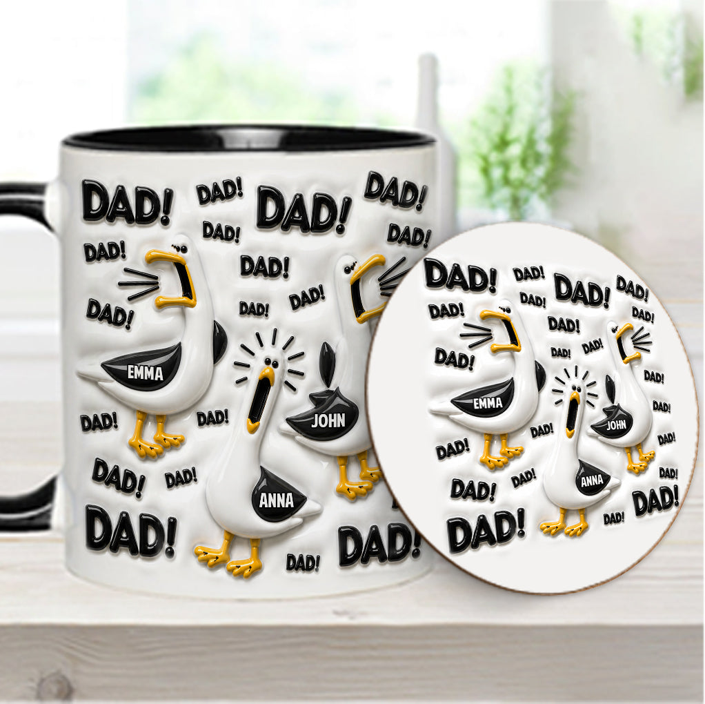 Funny Seagull Gift For Dad - Personalized Father Accent Mug & Coaster