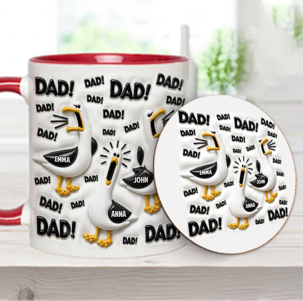 Funny Seagull Gift For Dad - Personalized Father Accent Mug & Coaster