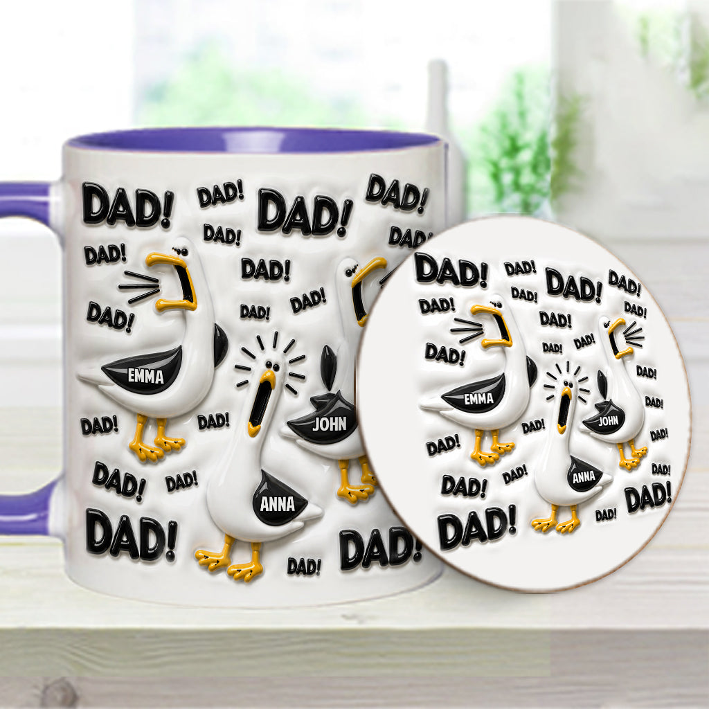Funny Seagull Gift For Dad - Personalized Father Accent Mug & Coaster