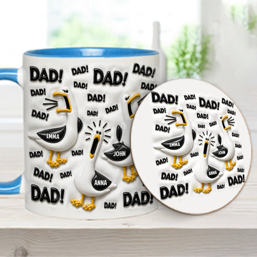Funny Seagull Gift For Dad - Personalized Father Accent Mug & Coaster