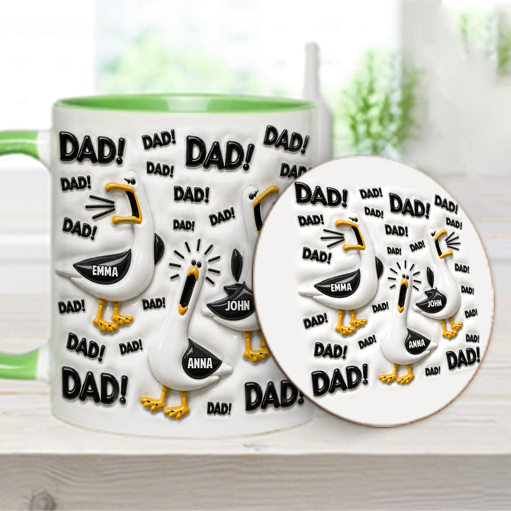 Funny Seagull Gift For Dad - Personalized Father Accent Mug & Coaster
