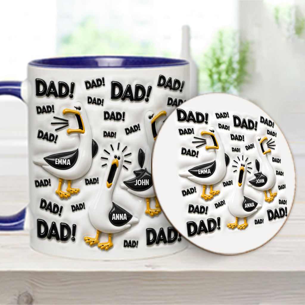 Funny Seagull Gift For Dad - Personalized Father Accent Mug & Coaster