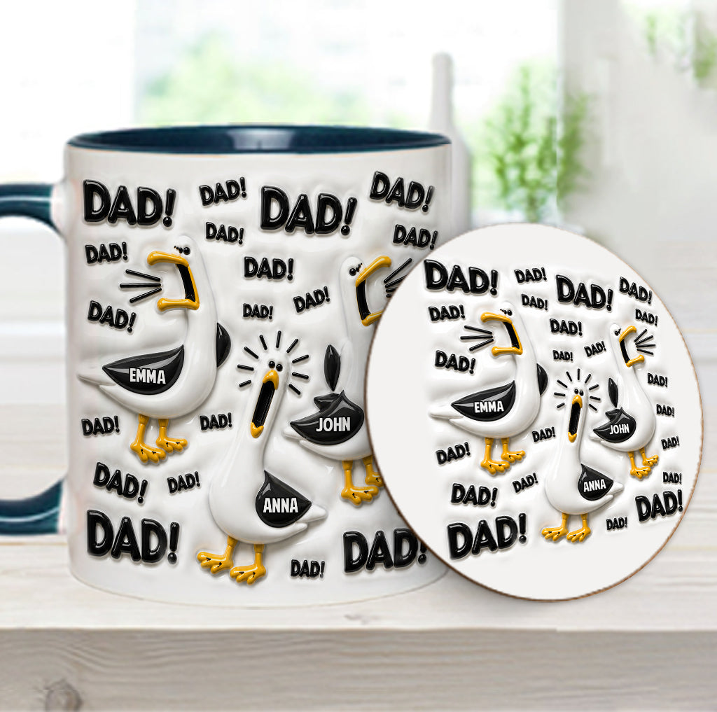 Funny Seagull Gift For Dad - Personalized Father Accent Mug & Coaster