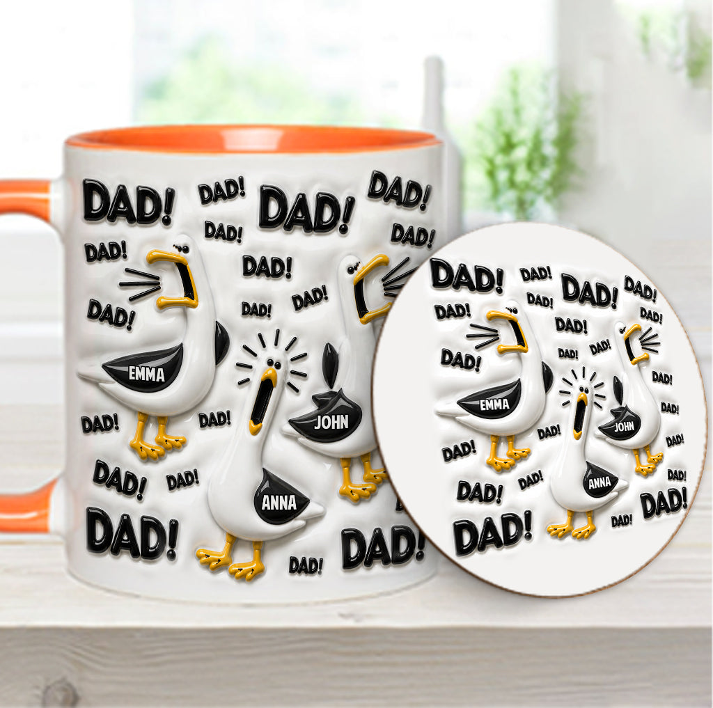 Funny Seagull Gift For Dad - Personalized Father Accent Mug & Coaster