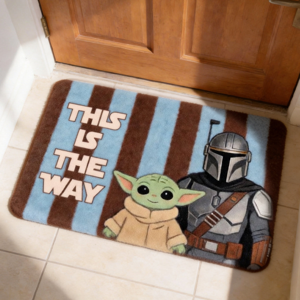 This Is The Way Retro Stripes - Personalized The Force Non-Slip Tufted Rug