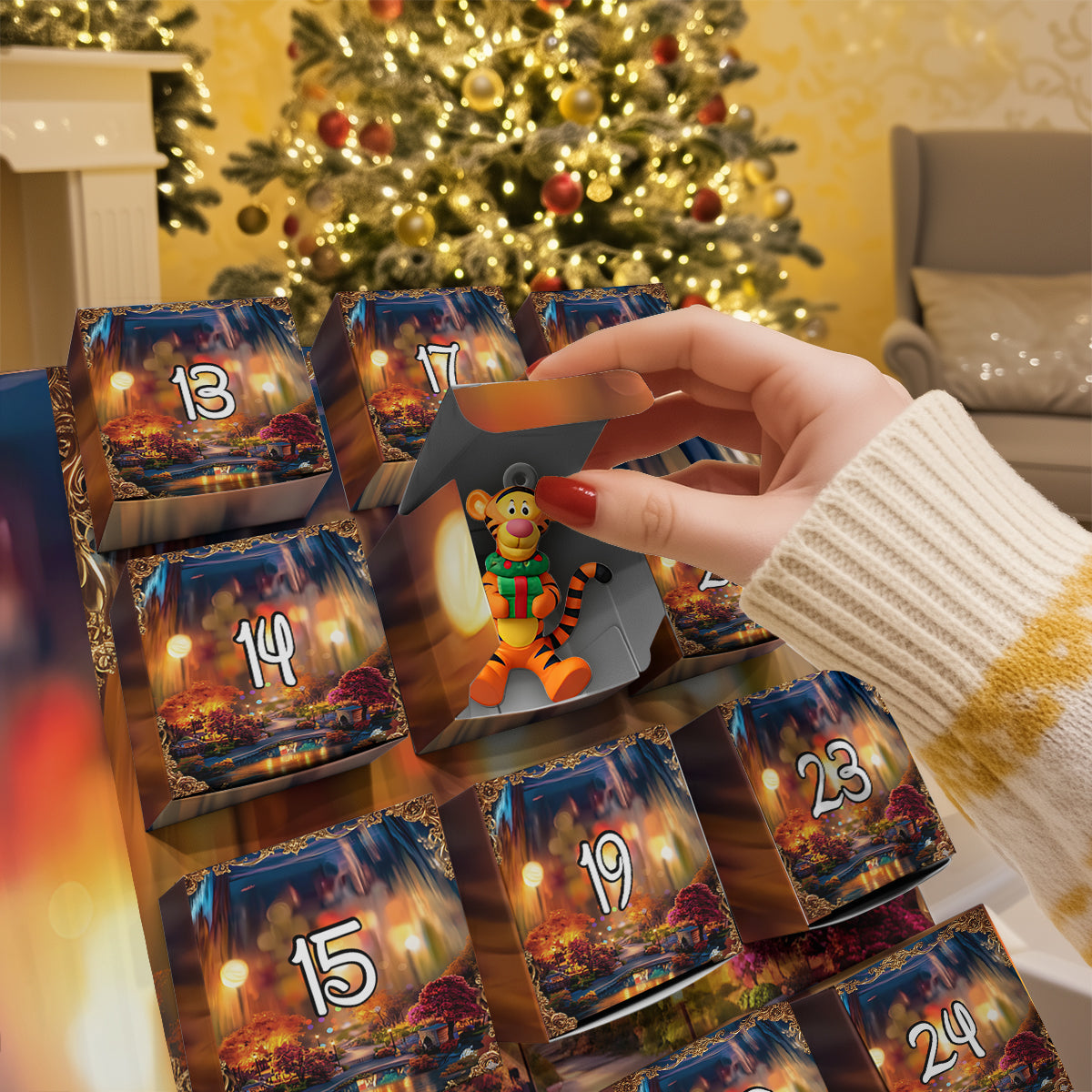 Magical Castle - Personalized Mouse Folded Advent Calendar With Ornaments