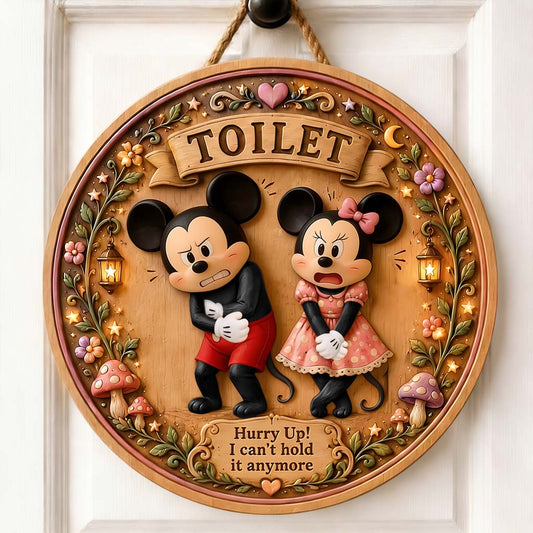 Cartoon Mouse Fans, Toilet Door Sign - Mouse 2 Layered Wood Sign / Wood Plaque