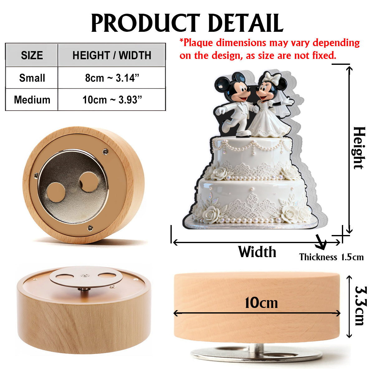 Our First Christmas Married - Wedding Cake First Christmas Married - Mouse Couple - Personalized Mouse Rotating Music Plaque