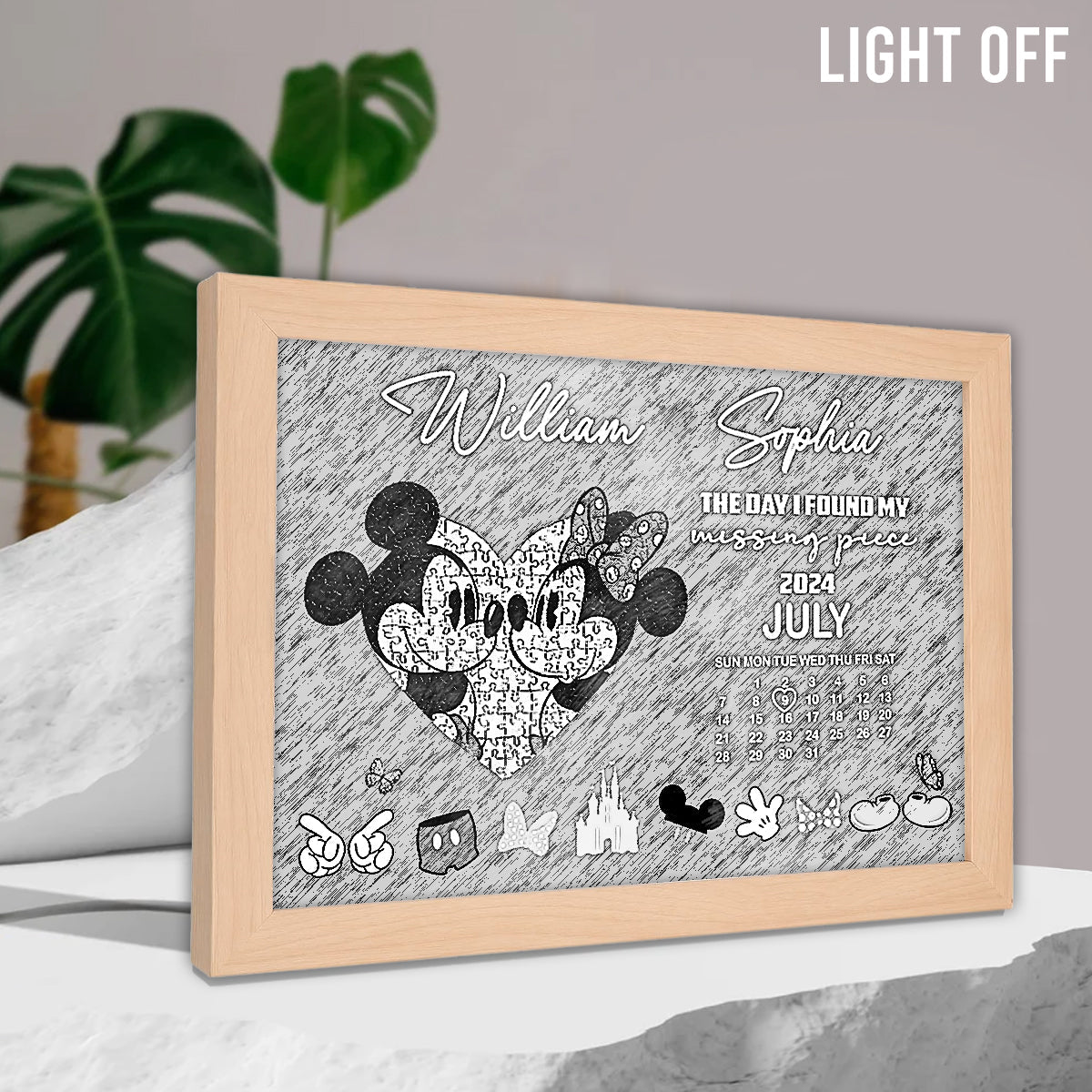 The Day I Found My Missing Piece - Personalized Couple Light Photo Frame
