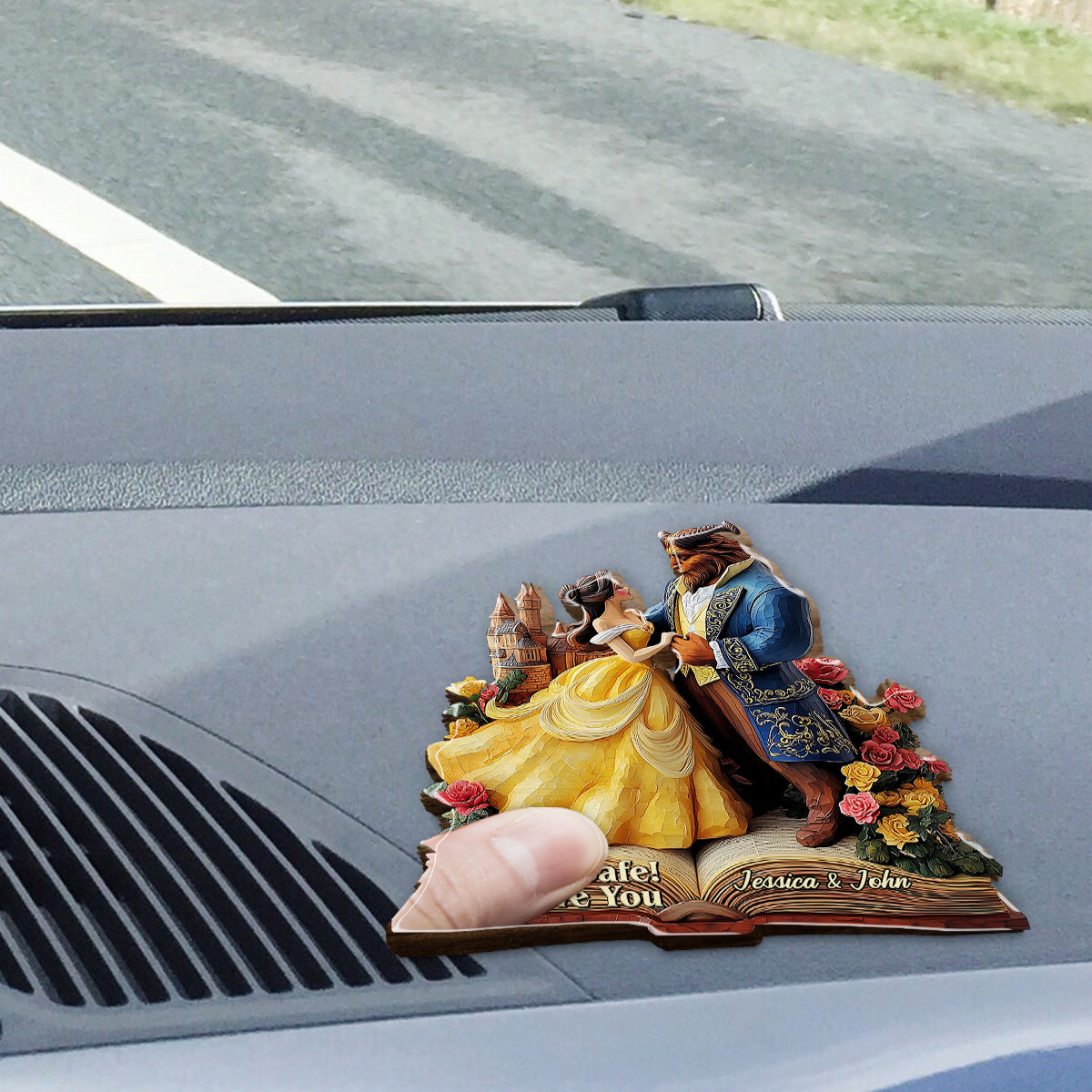 Drive Safe! I Love You - Personalized Couple Shaped Car Visor Clip