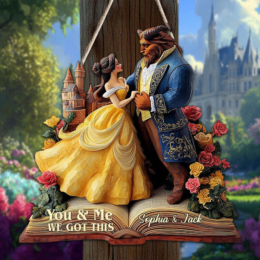 You & Me - Personalized Couple Custom Shaped Wood Sign