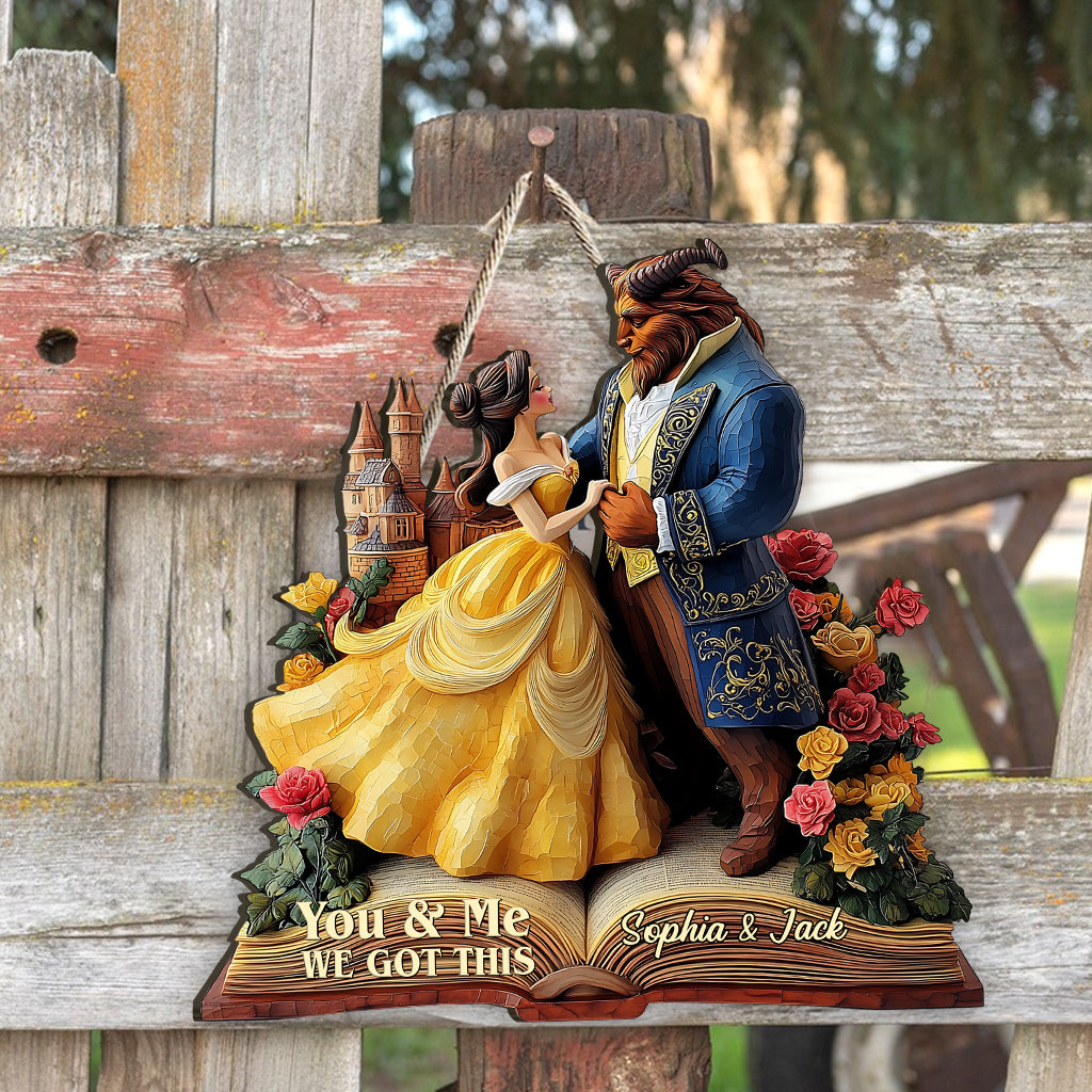 You & Me - Personalized Couple Custom Shaped Wood Sign