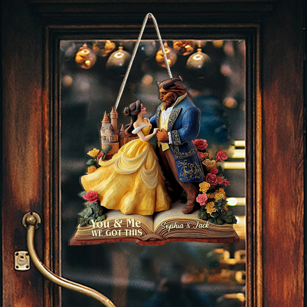 You & Me - Personalized Couple Custom Shaped Wood Sign