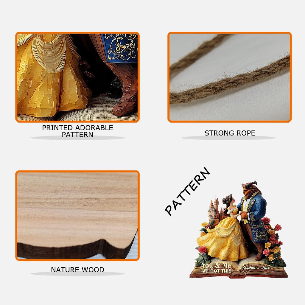 You & Me - Personalized Couple Custom Shaped Wood Sign