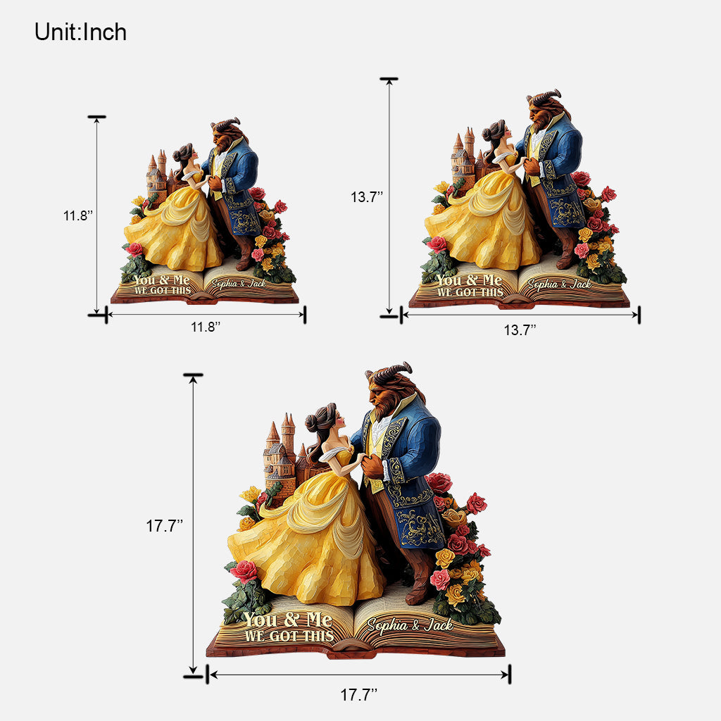 You & Me - Personalized Couple Custom Shaped Wood Sign