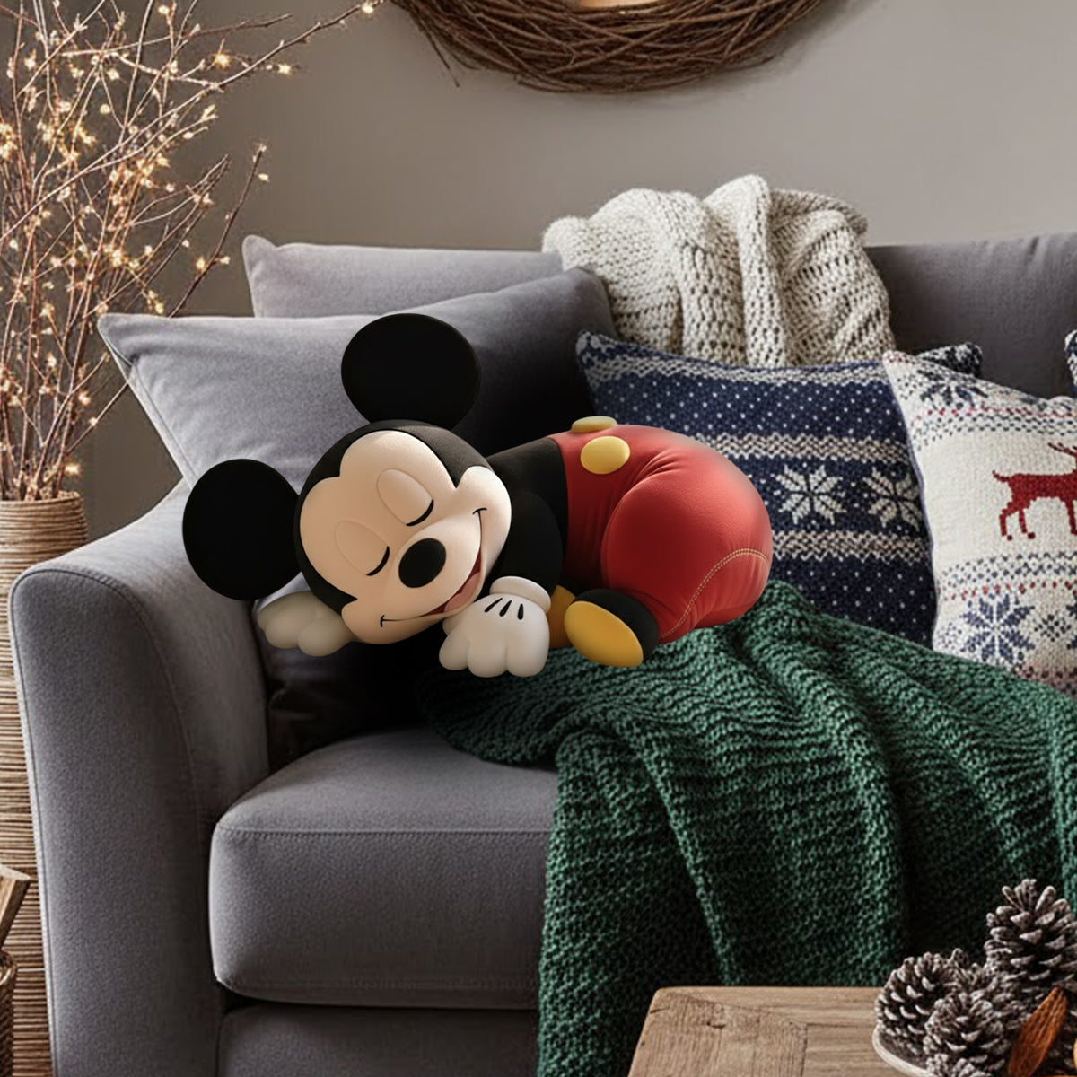Sleeping Mouse - Personalized Mouse Faux Fur Shaped Pillow
