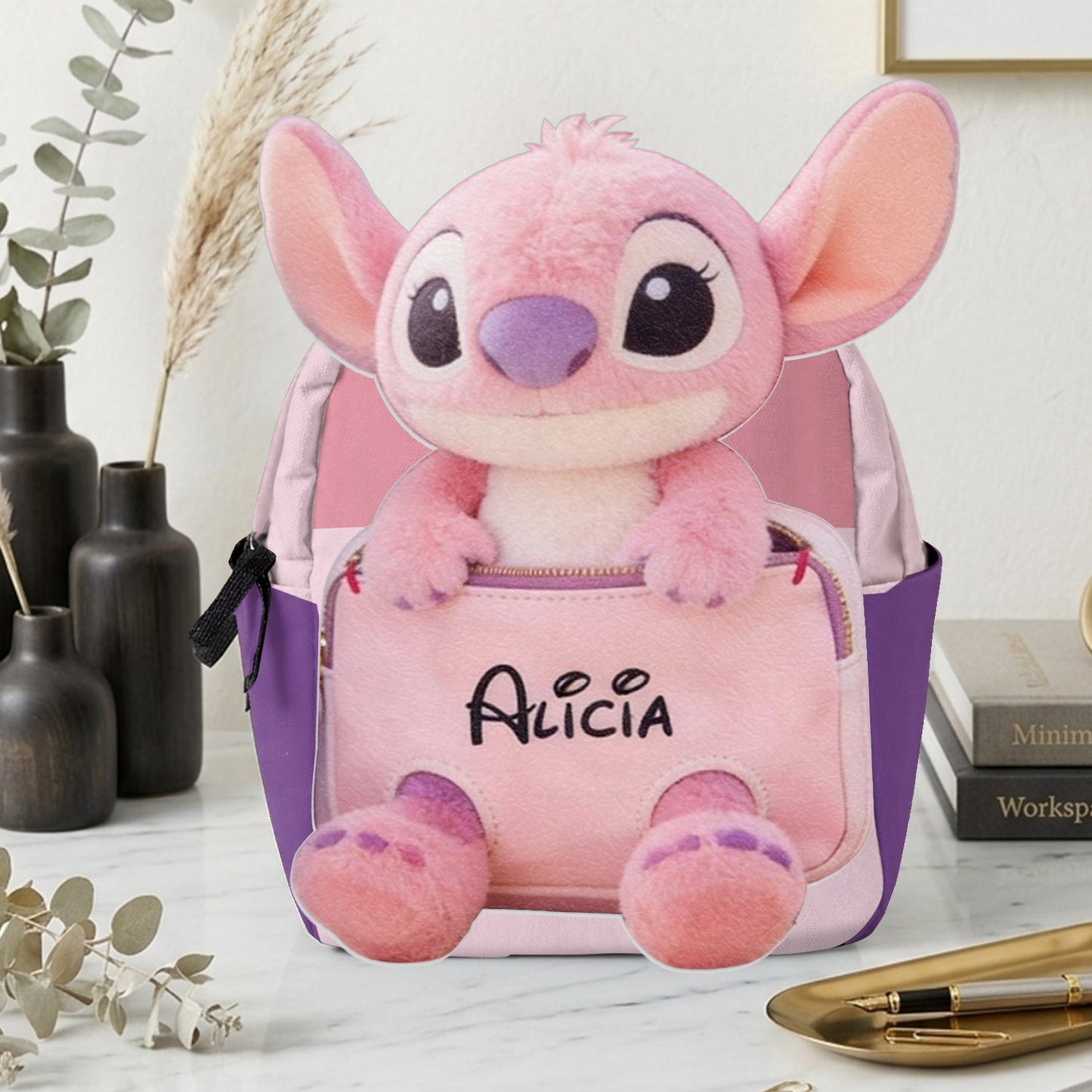 Ohana Means Family - Personalized Ohana Changeable Leather Patch Backpack