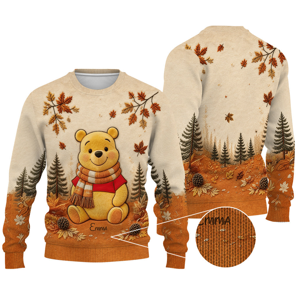 Fall Vibes - Personalized Yellow Bear Ugly Sweater